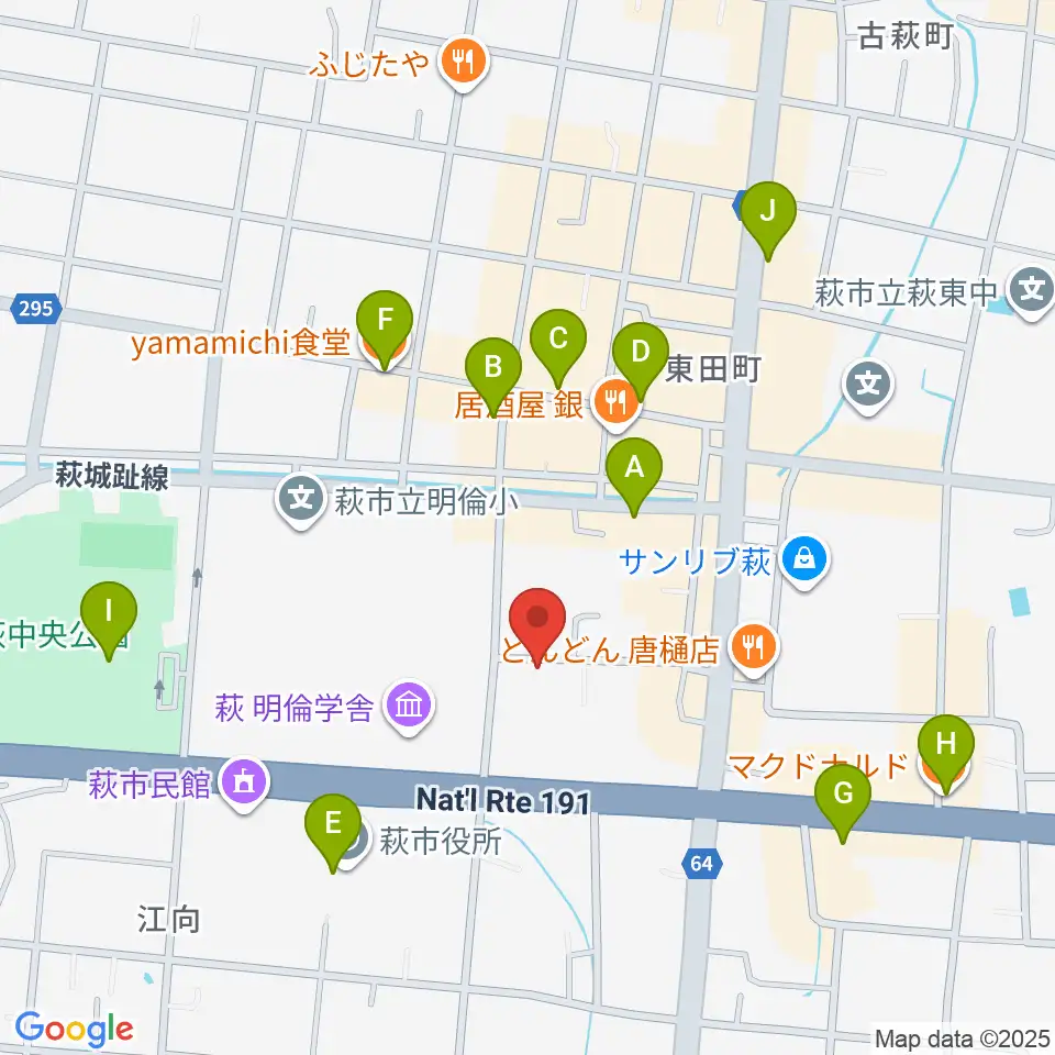 エフエム萩周辺のカフェ一覧地図