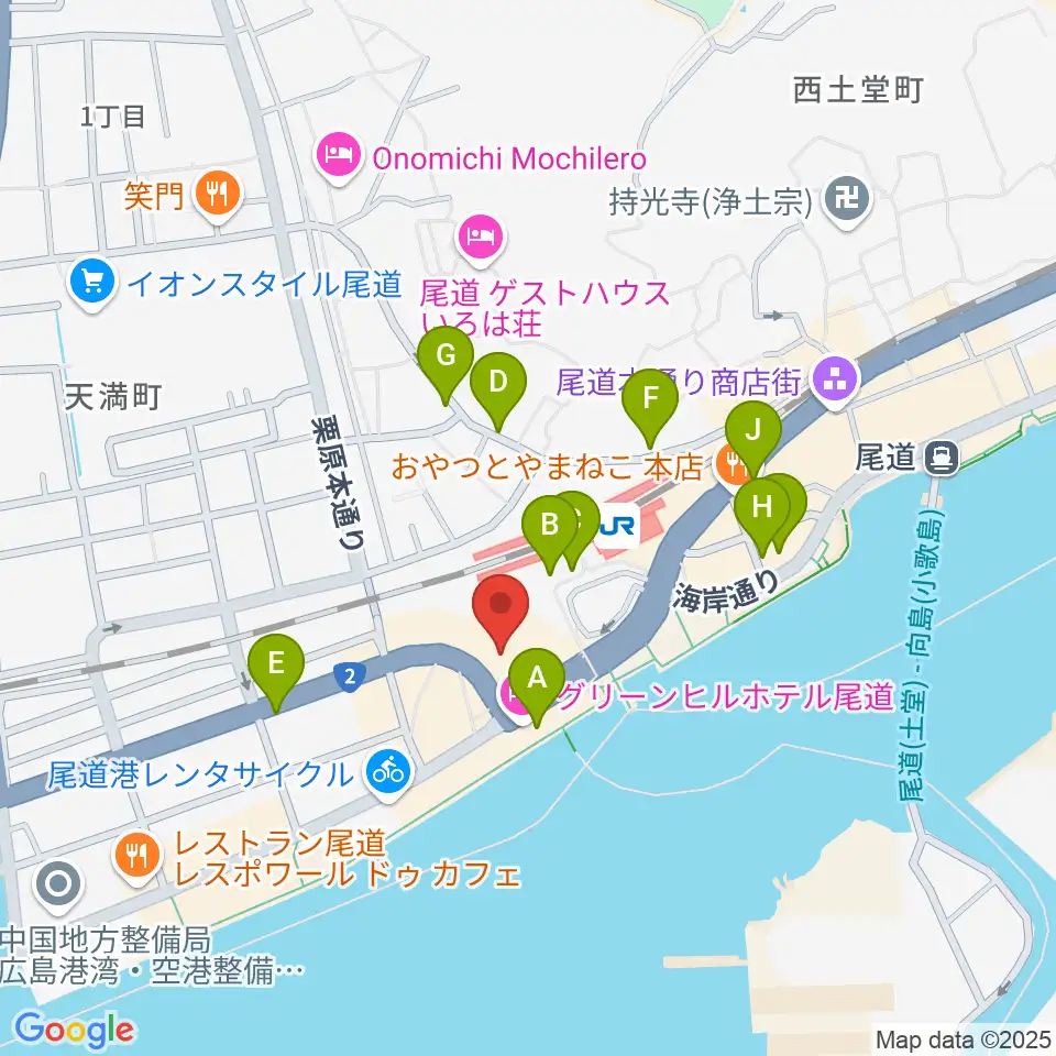 エフエムおのみち周辺のカフェ一覧地図