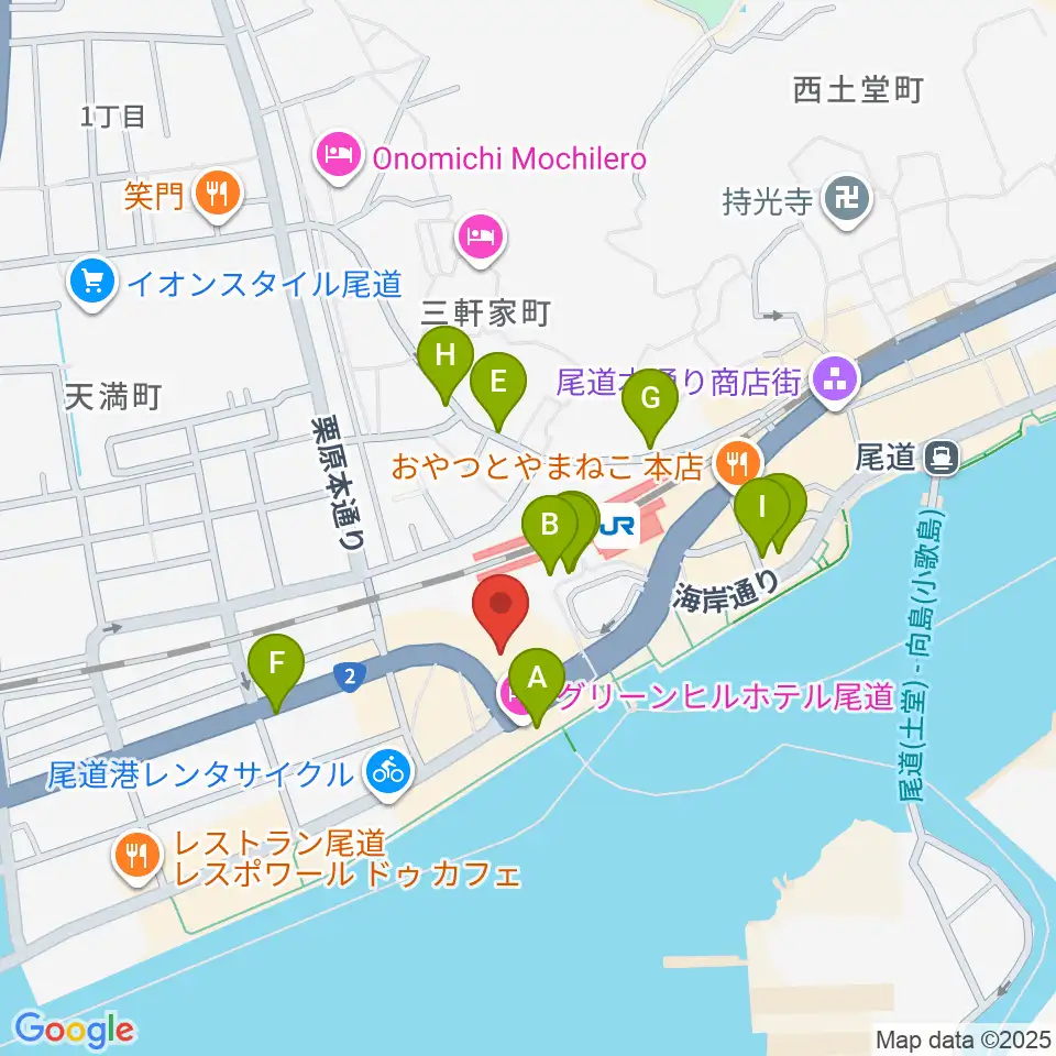 エフエムおのみち周辺のカフェ一覧地図