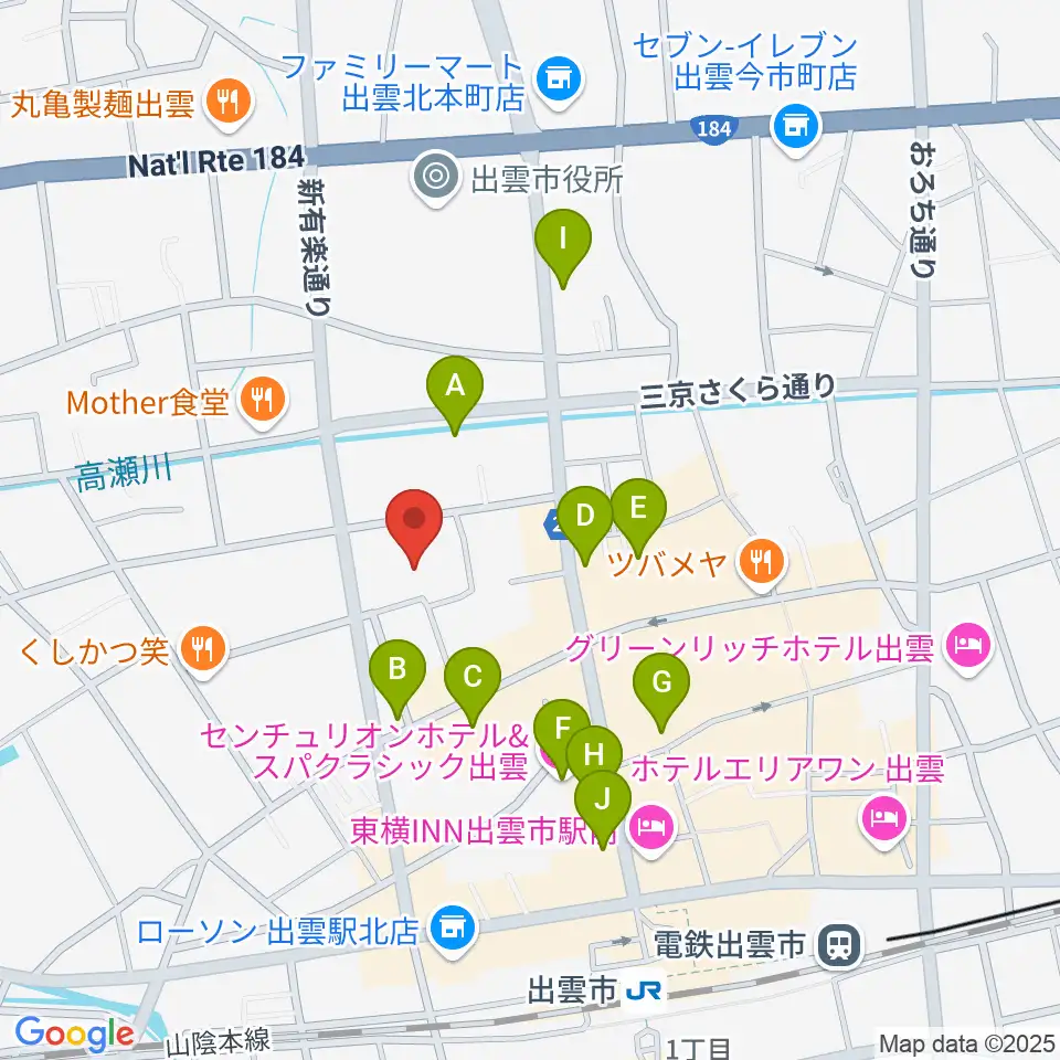 エフエムいずも周辺のカフェ一覧地図