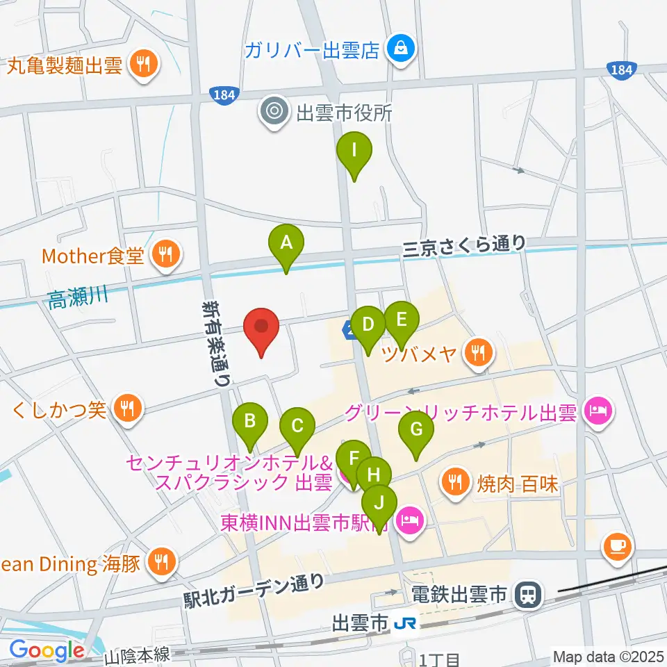 エフエムいずも周辺のカフェ一覧地図