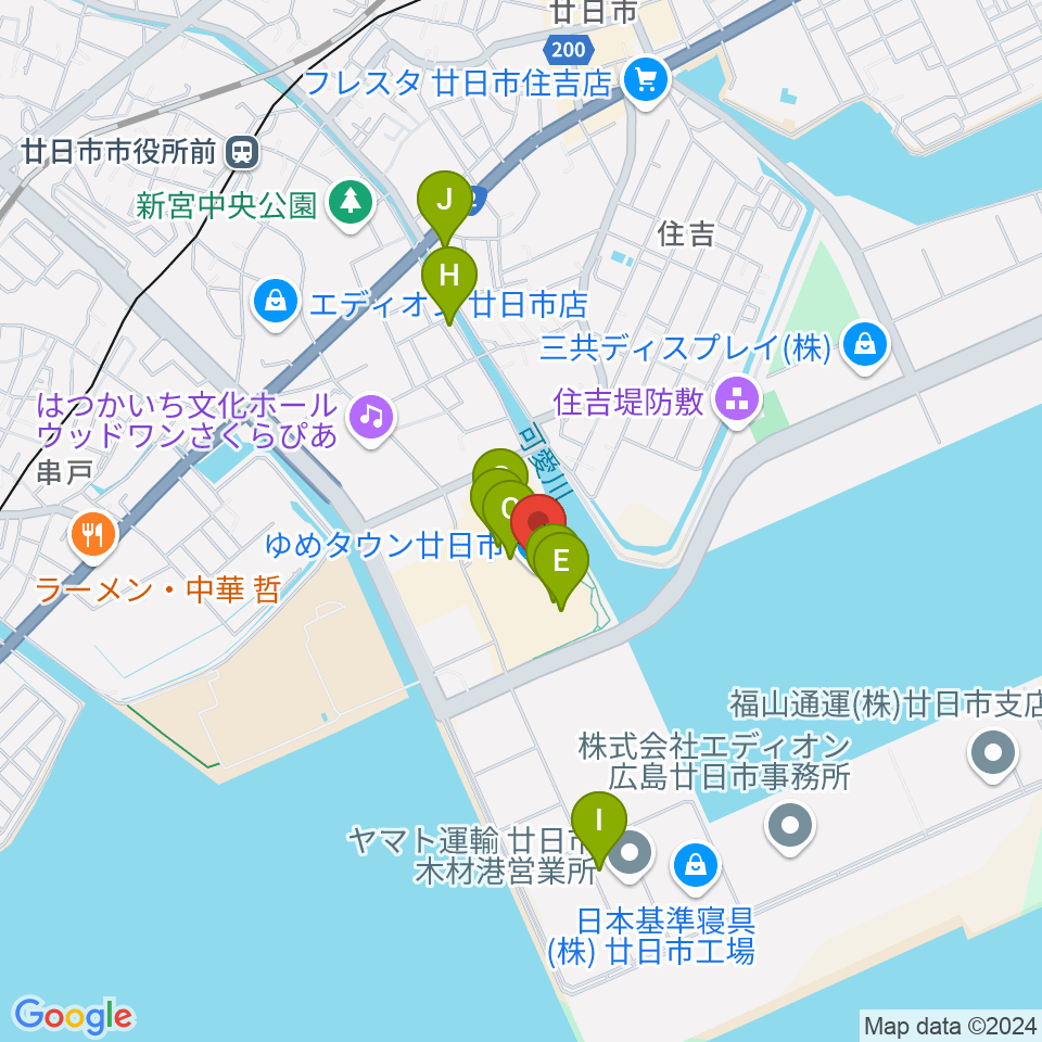 FMはつかいち周辺のカフェ一覧地図