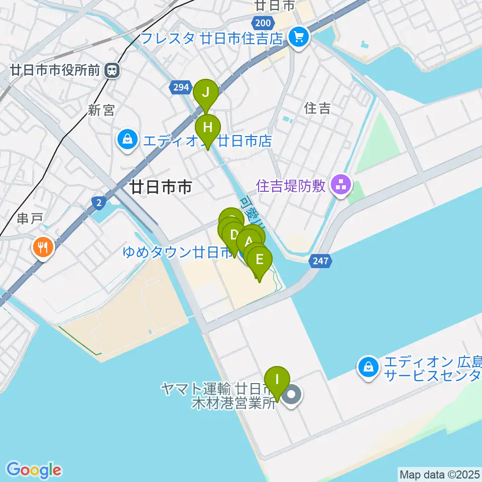 FMはつかいち周辺のカフェ一覧地図
