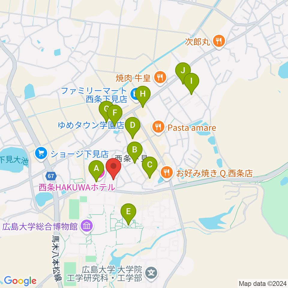 FM東広島周辺のカフェ一覧地図