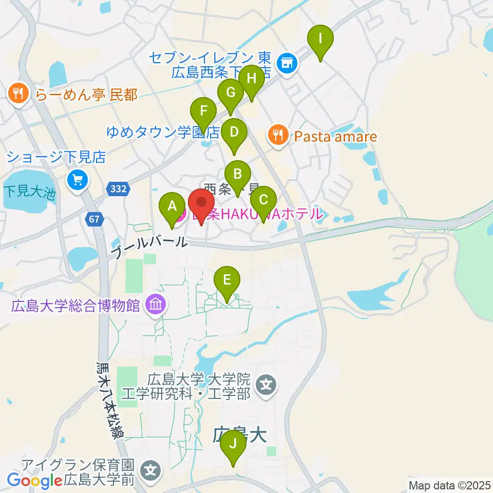 FM東広島周辺のカフェ一覧地図
