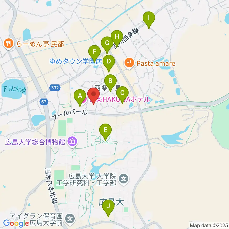 FM東広島周辺のカフェ一覧地図