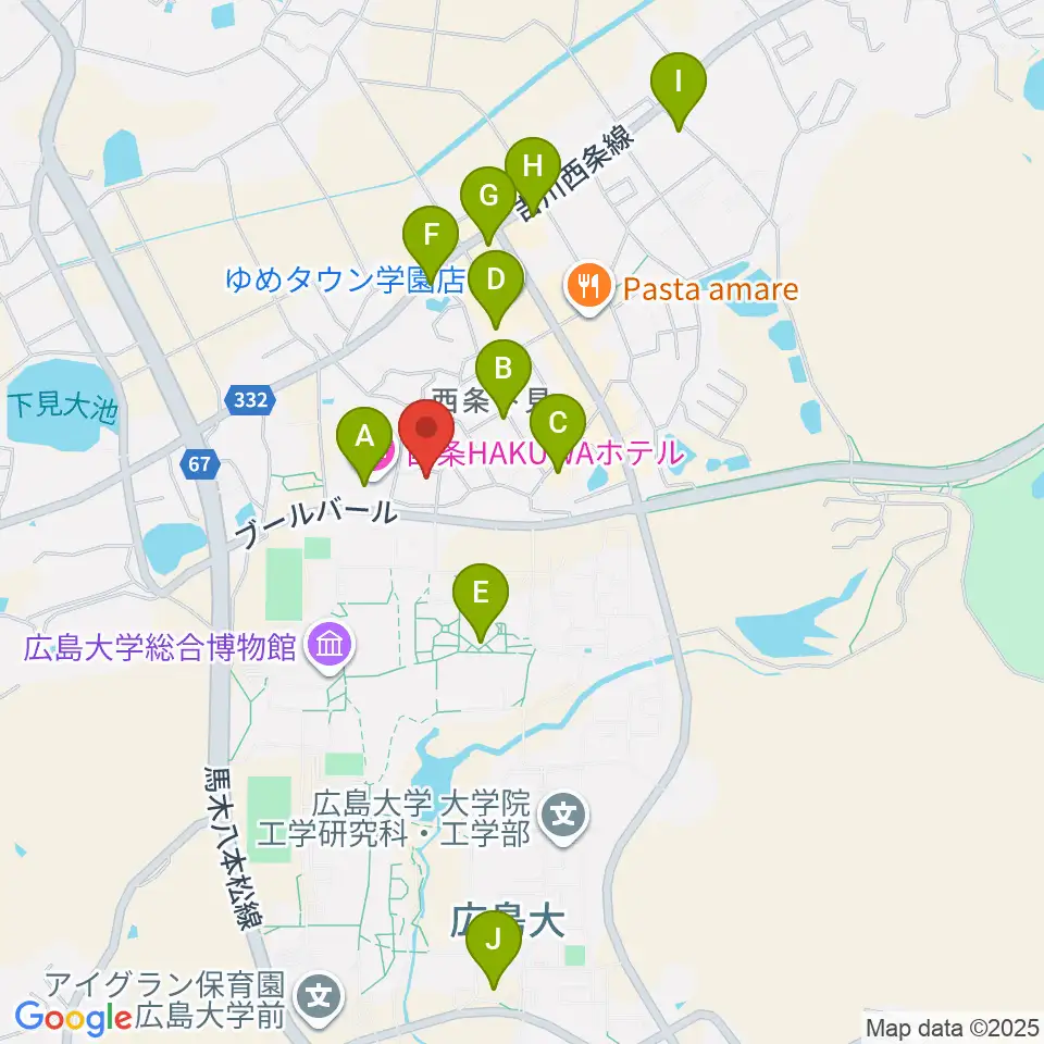 FM東広島周辺のカフェ一覧地図