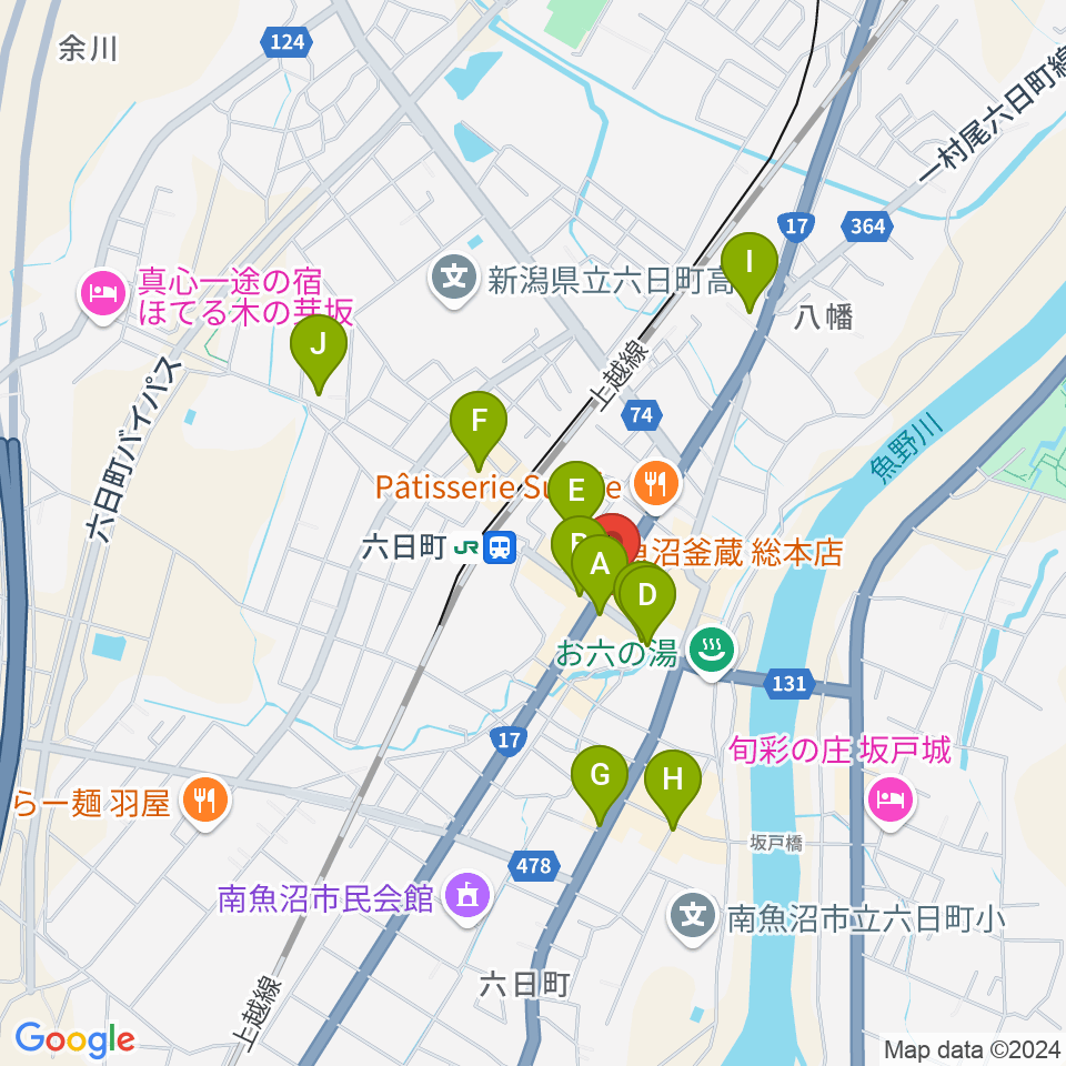 FMゆきぐに周辺のカフェ一覧地図