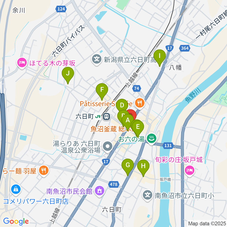 FMゆきぐに周辺のカフェ一覧地図