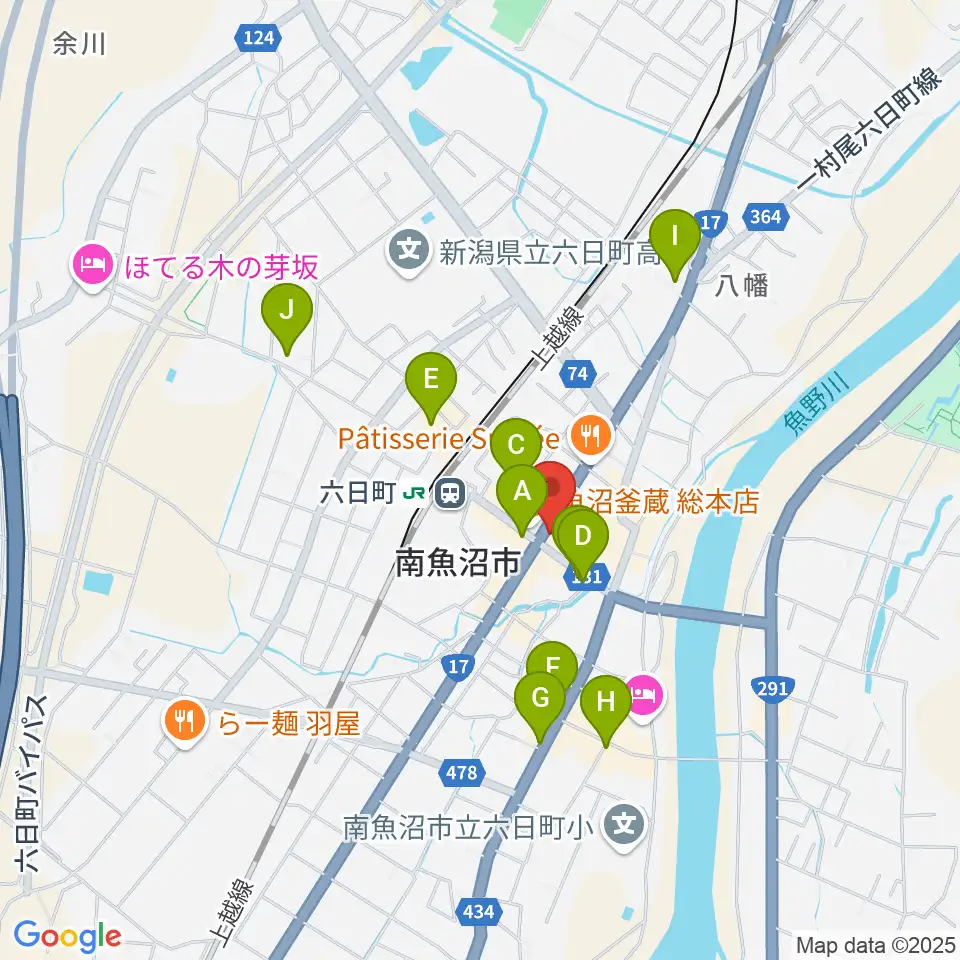 FMゆきぐに周辺のカフェ一覧地図