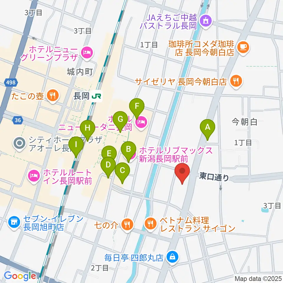 FMながおか周辺のカフェ一覧地図