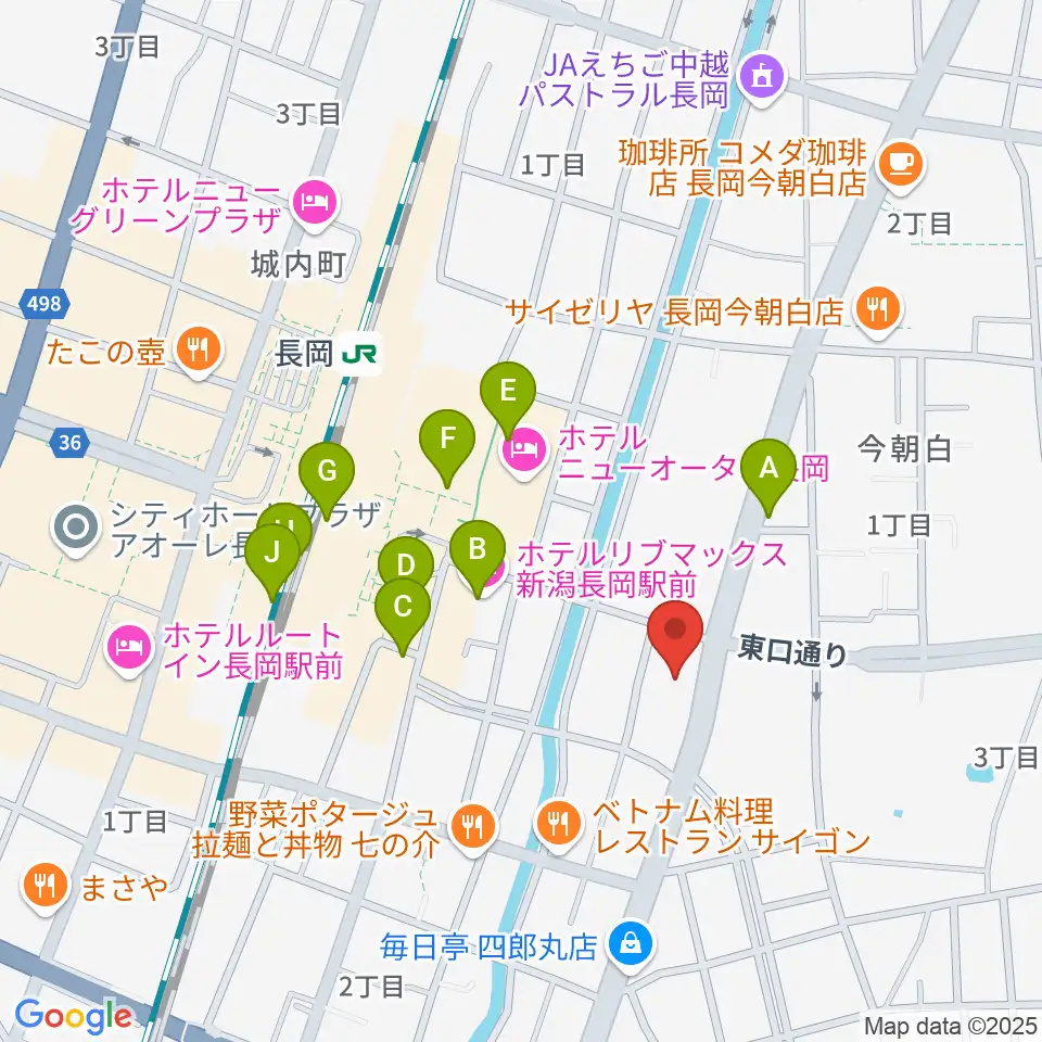 FMながおか周辺のカフェ一覧地図