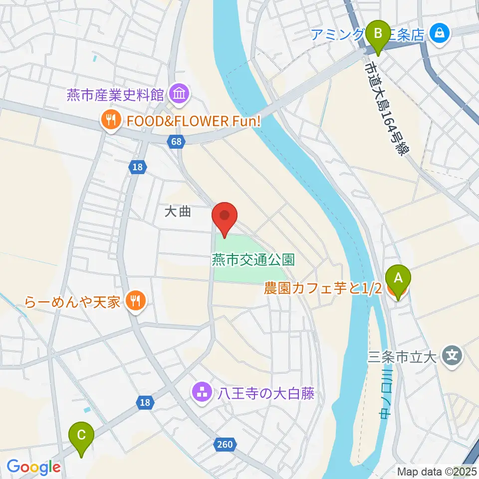 燕三条エフエム周辺のカフェ一覧地図