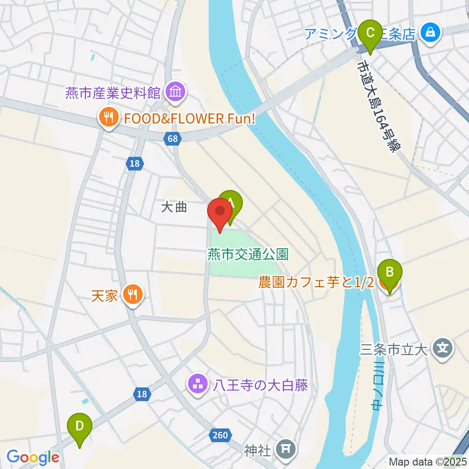 燕三条エフエム周辺のカフェ一覧地図