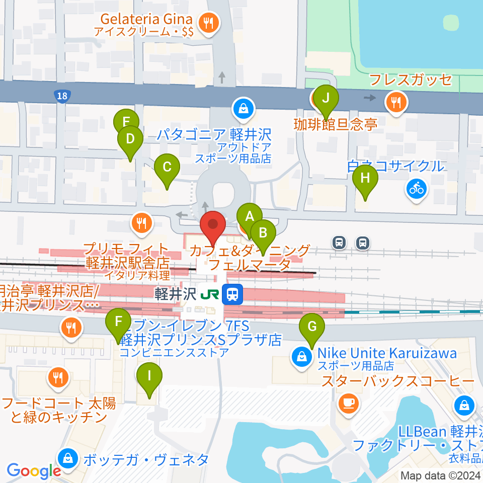 FM軽井沢周辺のカフェ一覧地図