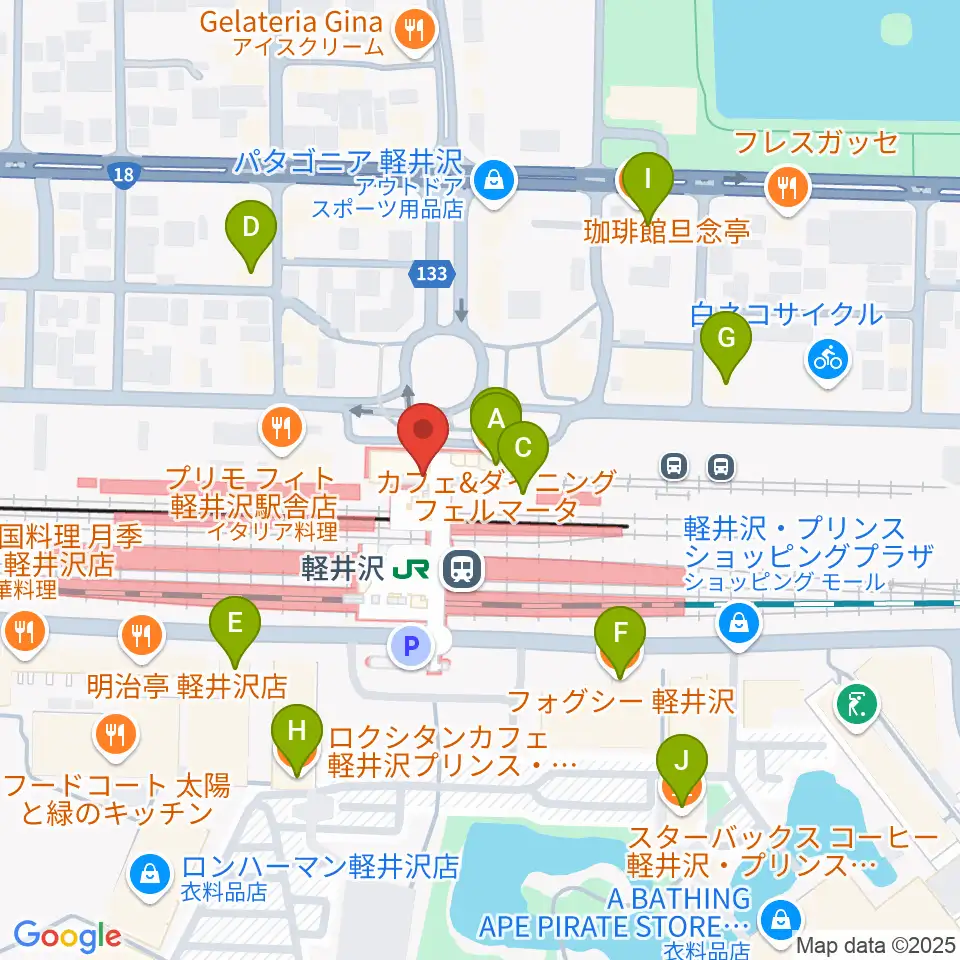 FM軽井沢周辺のカフェ一覧地図