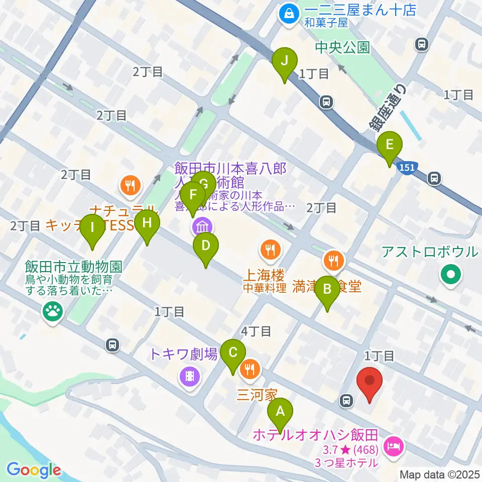 いいだFM・iステーション周辺のカフェ一覧地図