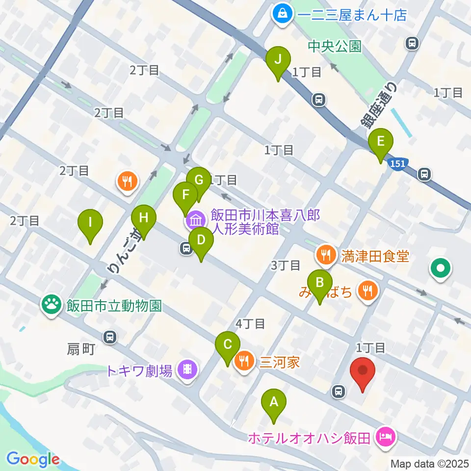 いいだFM・iステーション周辺のカフェ一覧地図