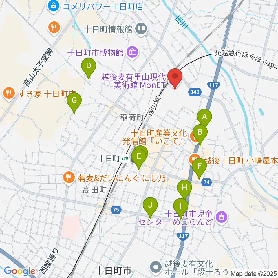 エフエムとおかまち周辺のカフェ一覧地図