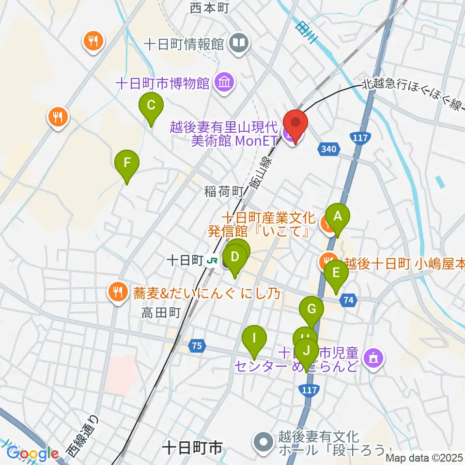 エフエムとおかまち周辺のカフェ一覧地図