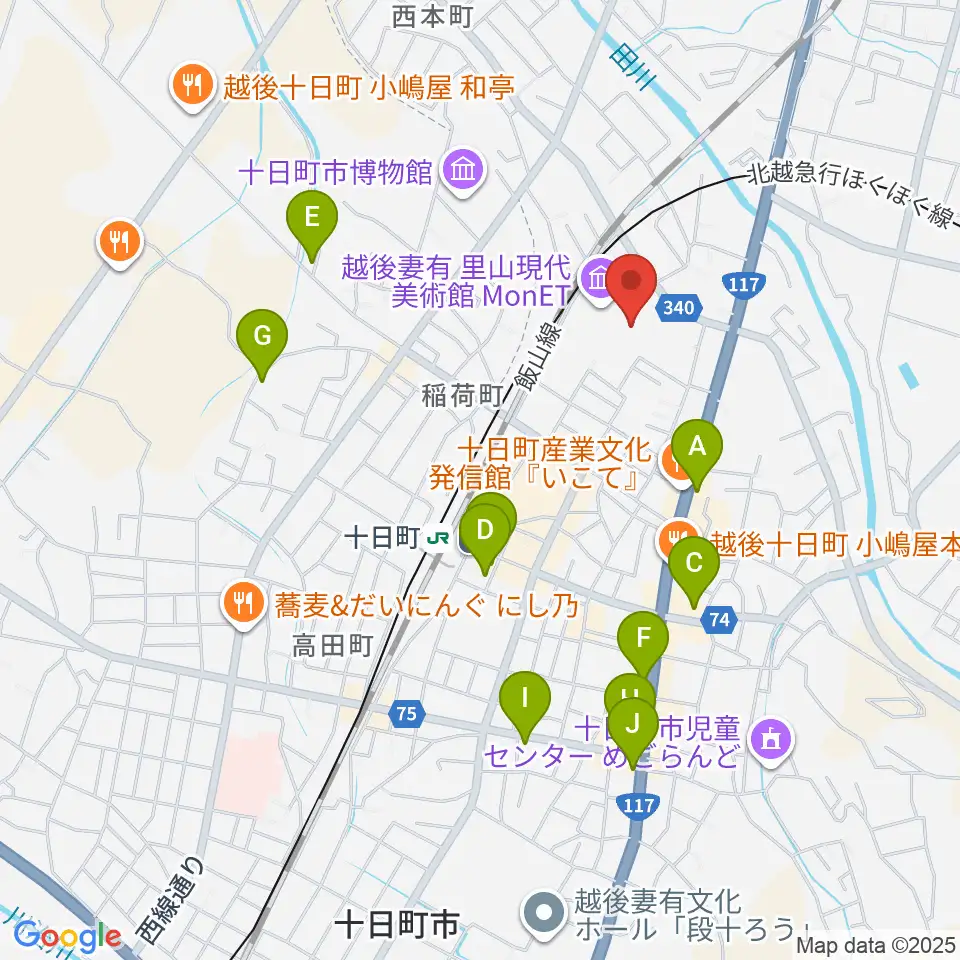 エフエムとおかまち周辺のカフェ一覧地図