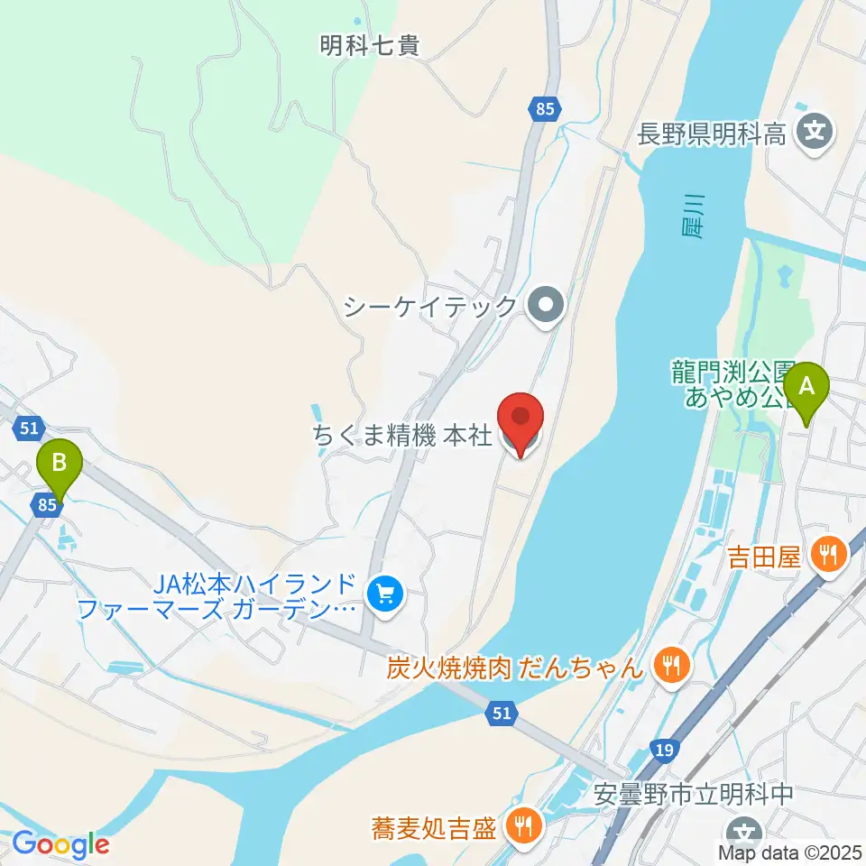 あづみ野エフエム周辺のカフェ一覧地図
