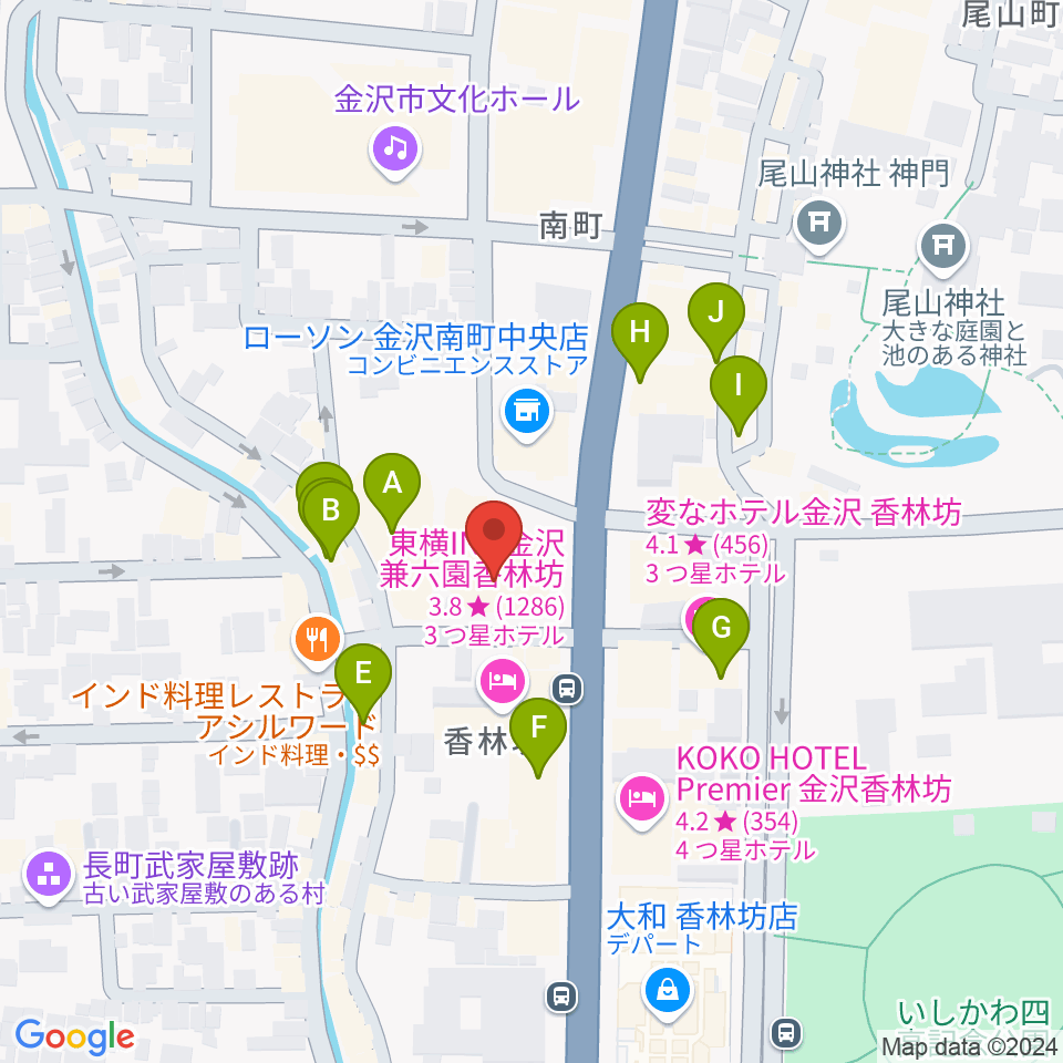 ラジオかなざわ周辺のカフェ一覧地図