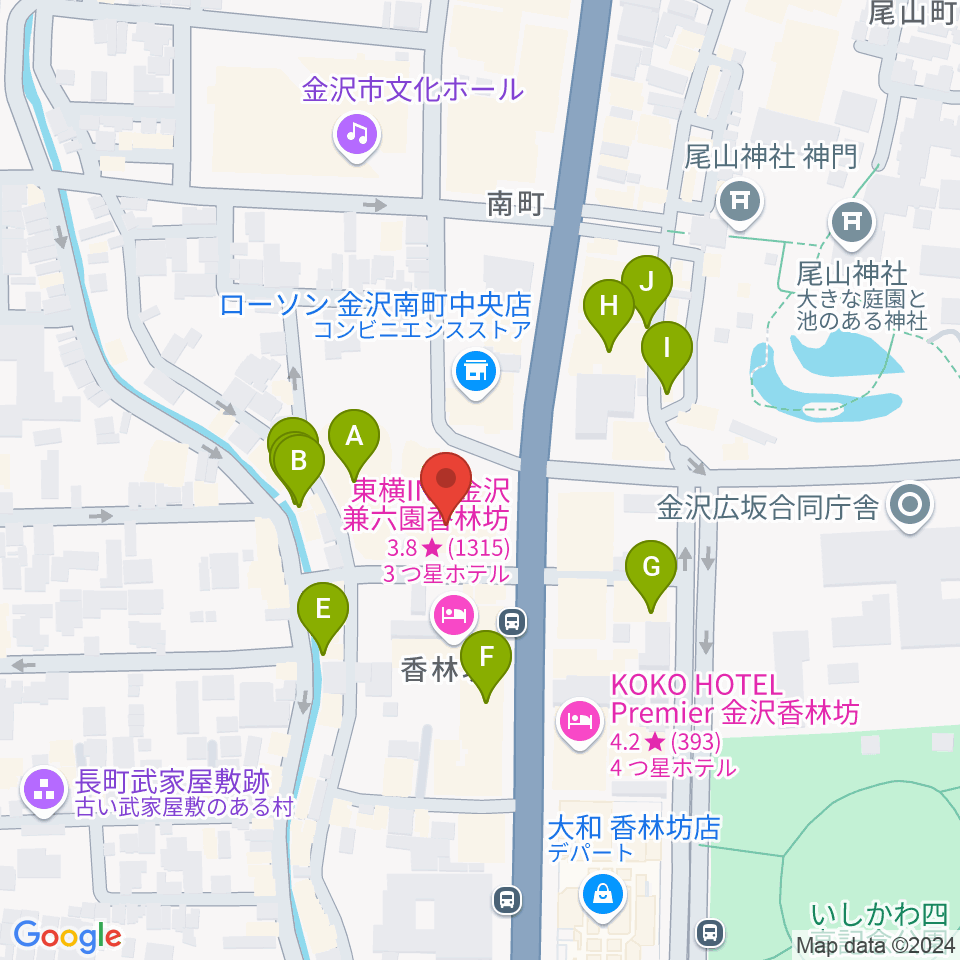 ラジオかなざわ周辺のカフェ一覧地図