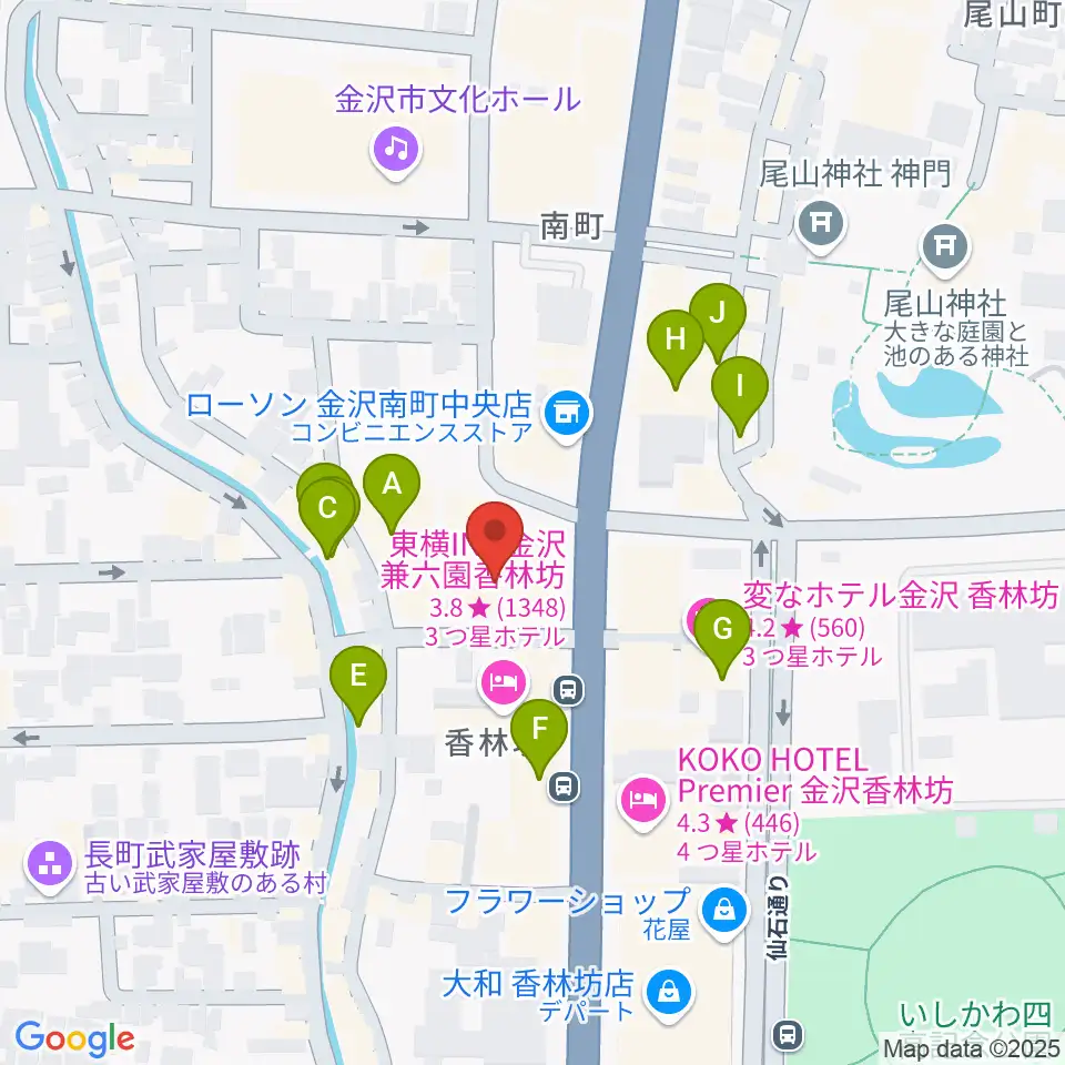 ラジオかなざわ周辺のカフェ一覧地図