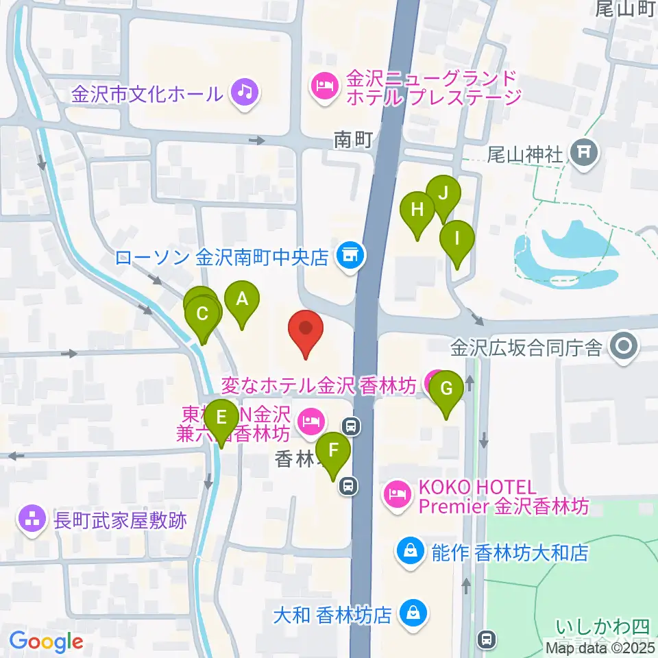 ラジオかなざわ周辺のカフェ一覧地図