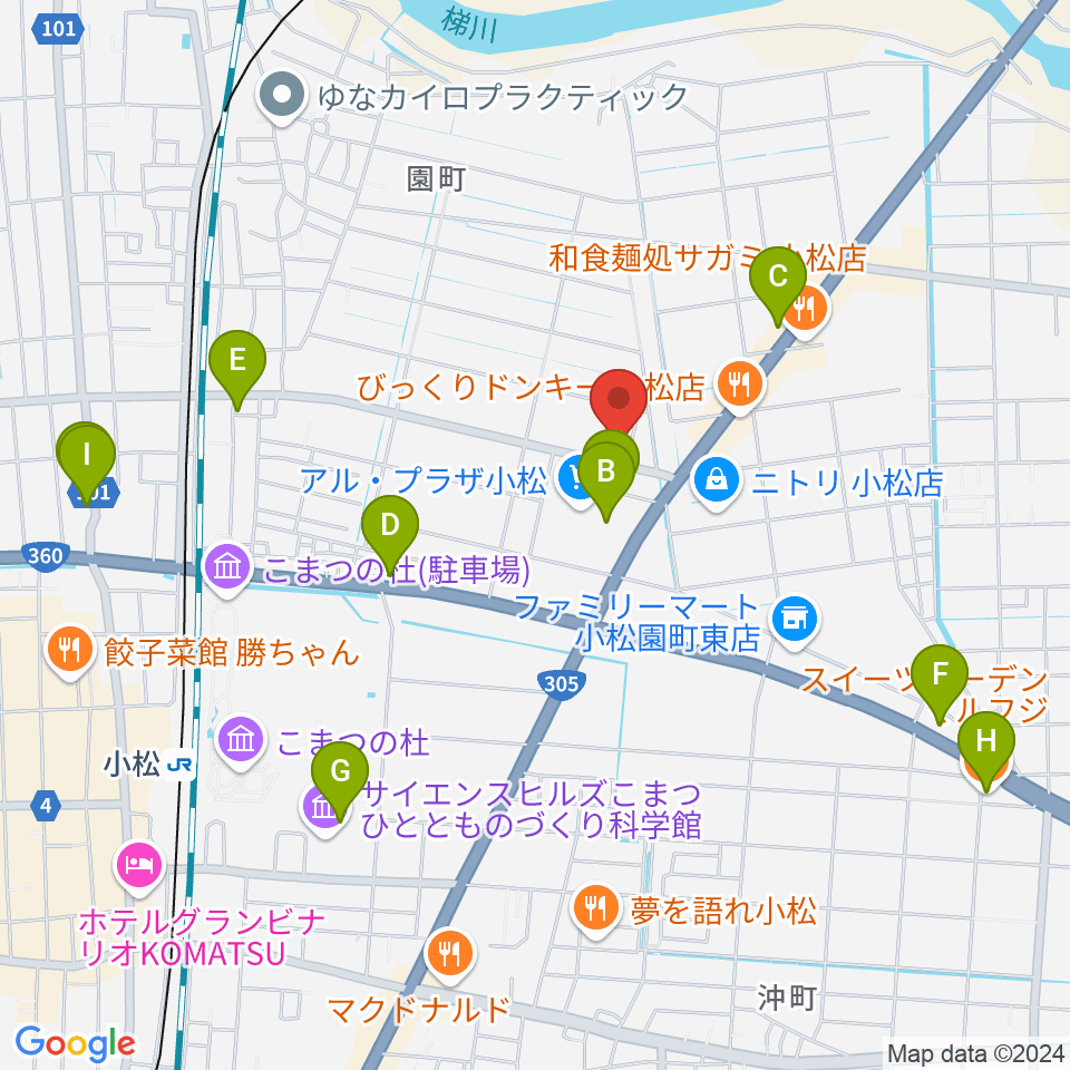 ラジオこまつ周辺のカフェ一覧地図