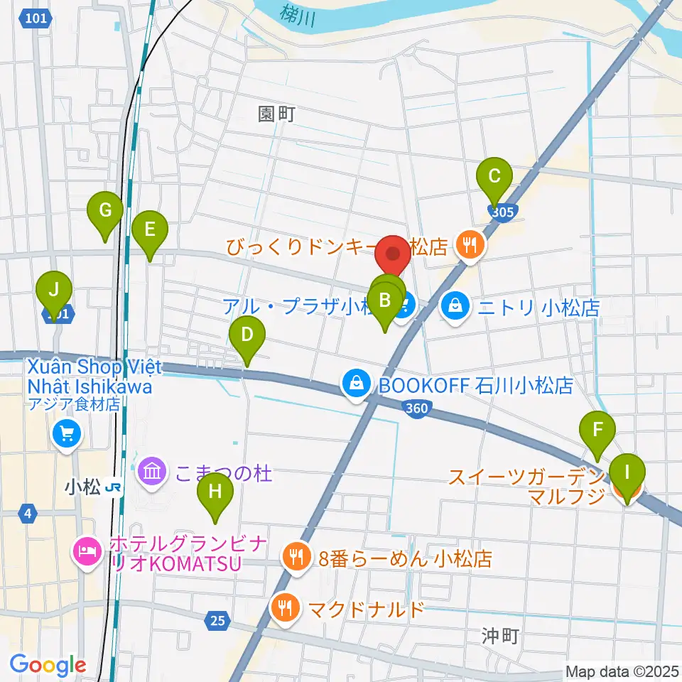 ラジオこまつ周辺のカフェ一覧地図