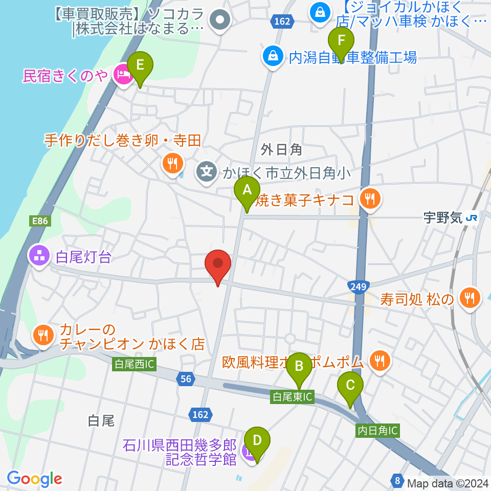 FMかほく周辺のカフェ一覧地図