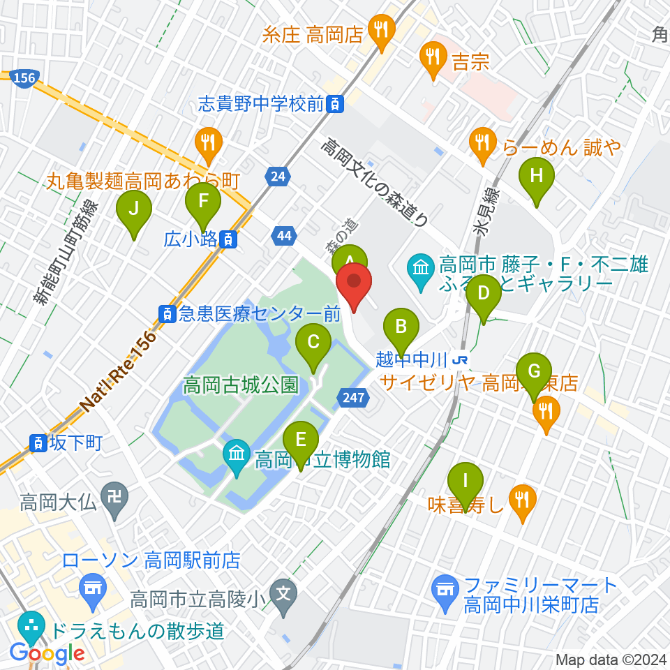 ラジオたかおか周辺のカフェ一覧地図