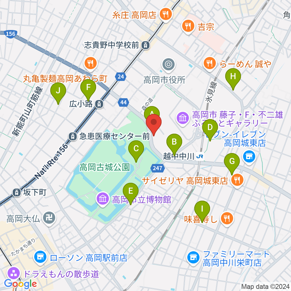 ラジオたかおか周辺のカフェ一覧地図