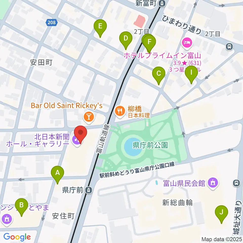 富山シティエフエム周辺のカフェ一覧地図