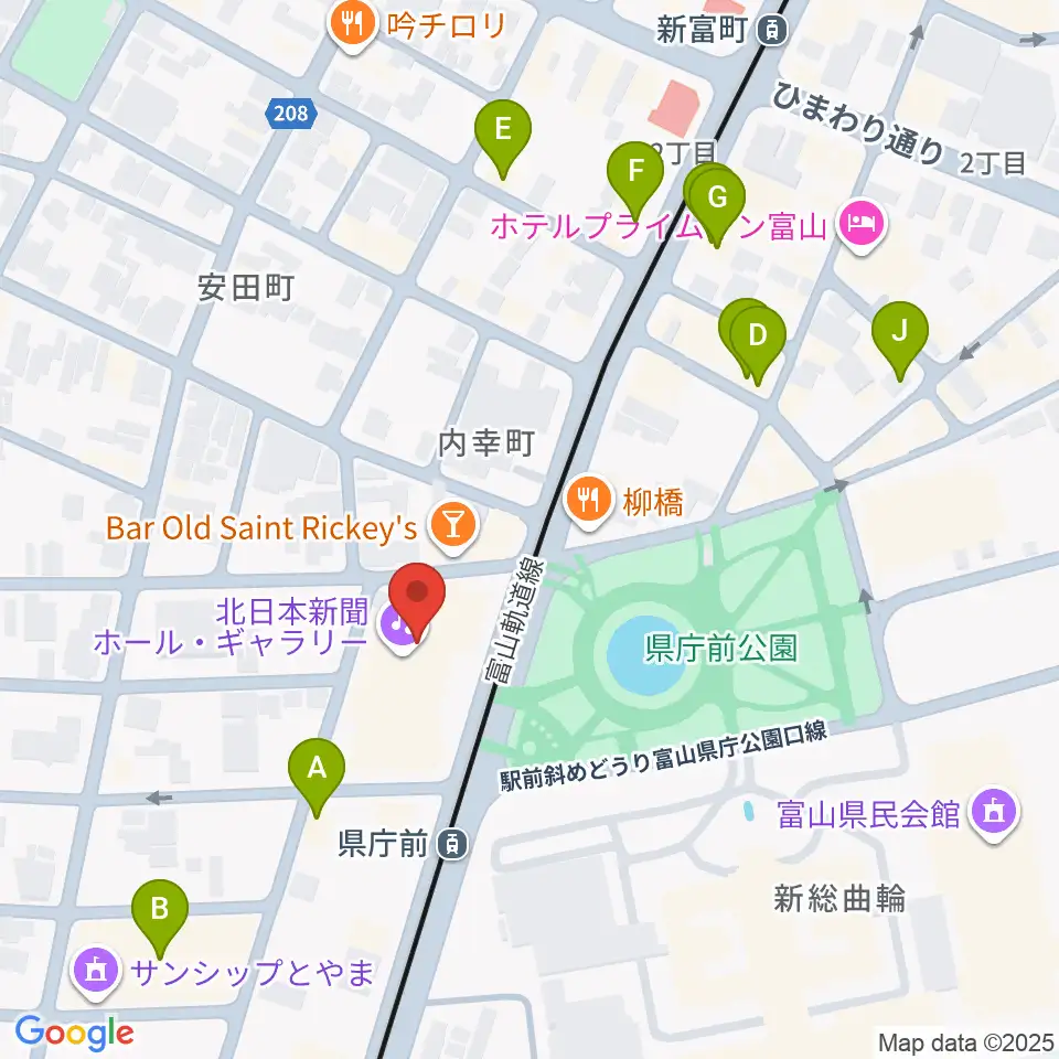 富山シティエフエム周辺のカフェ一覧地図