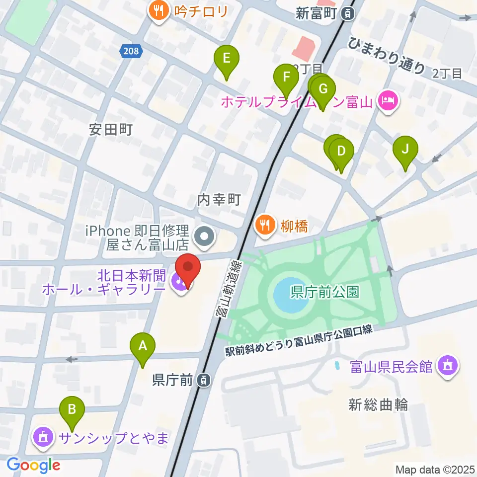 富山シティエフエム周辺のカフェ一覧地図