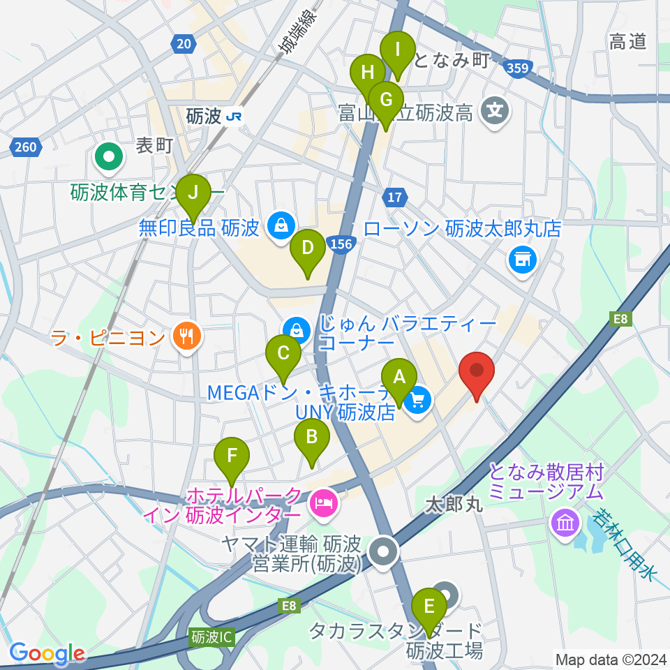 エフエムとなみ周辺のカフェ一覧地図