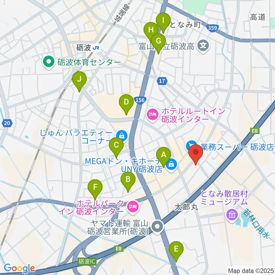 エフエムとなみ周辺のカフェ一覧地図