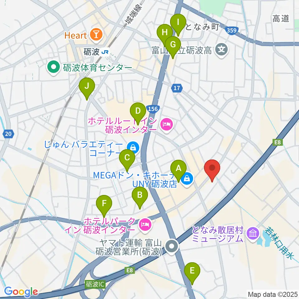 エフエムとなみ周辺のカフェ一覧地図