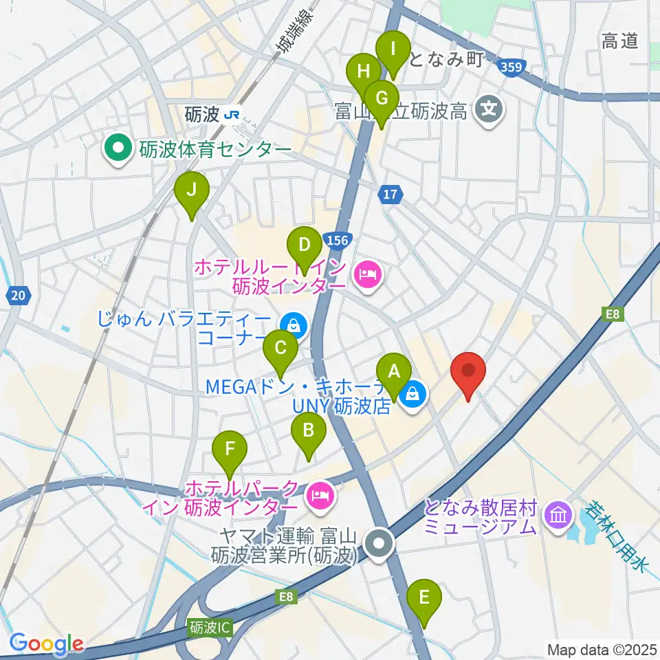 エフエムとなみ周辺のカフェ一覧地図