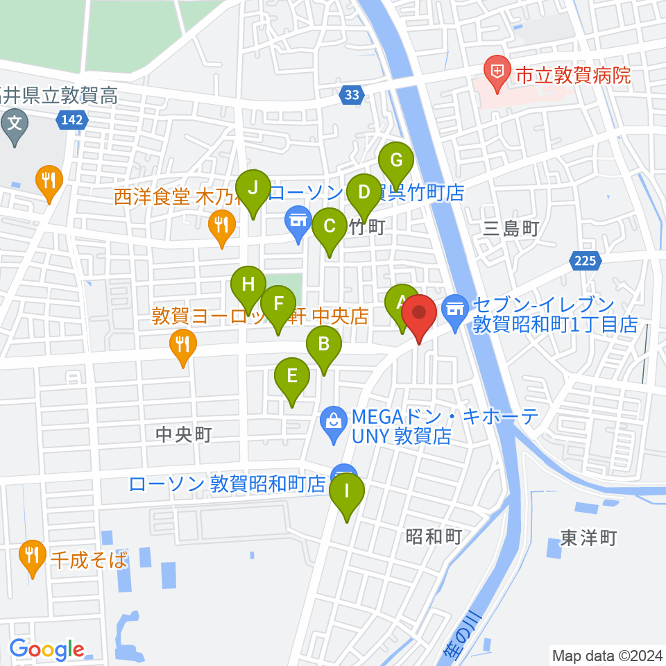 敦賀FM ハーバーステーション周辺のカフェ一覧地図