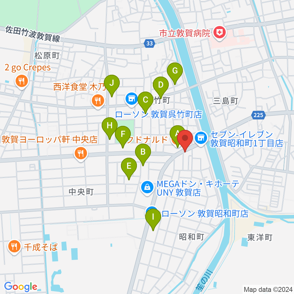 敦賀FM ハーバーステーション周辺のカフェ一覧地図