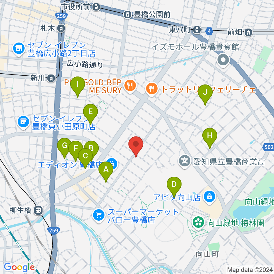 やしの実FM（エフエム豊橋）周辺のカフェ一覧地図