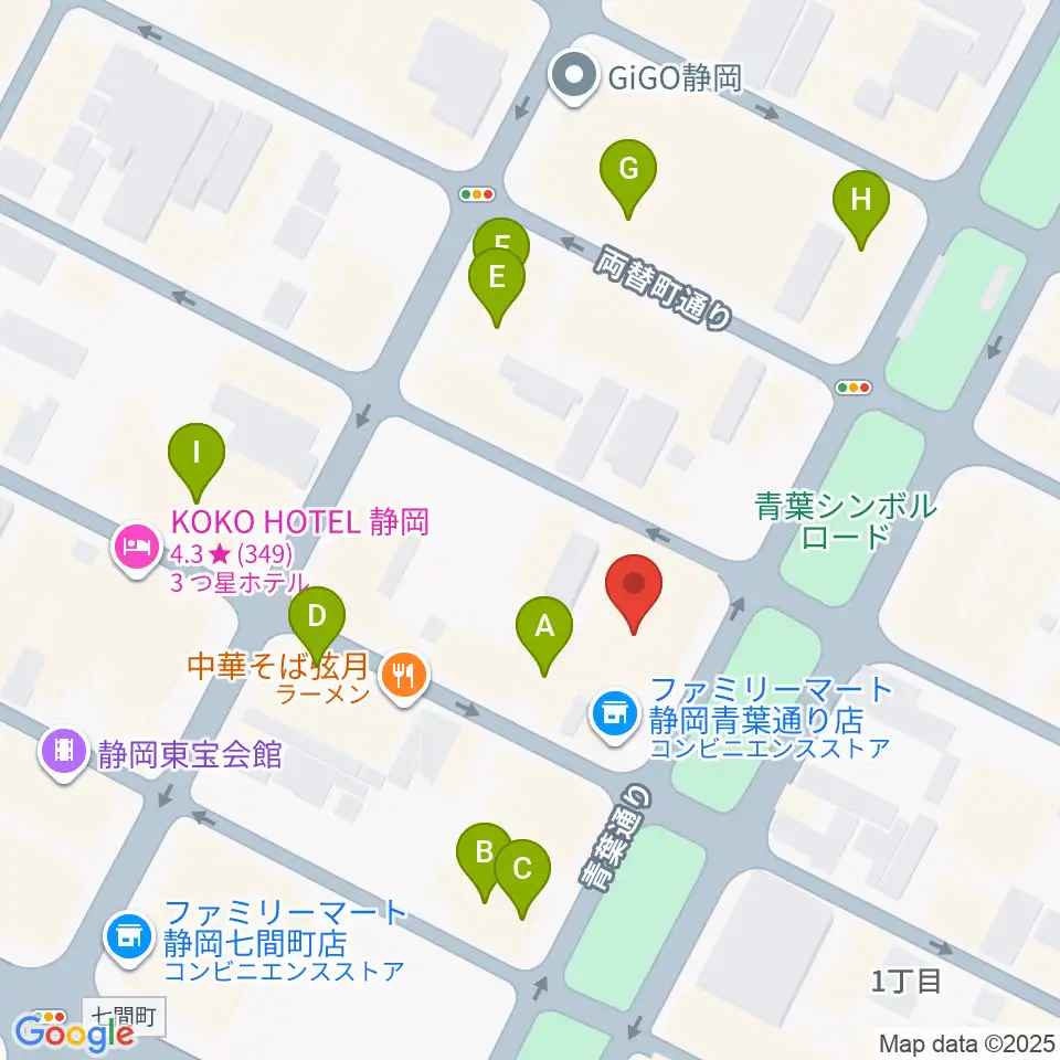 シティエフエム静岡 FM-Hi周辺のカフェ一覧地図