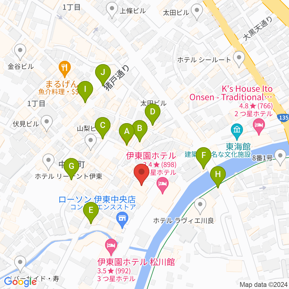 エフエム伊東なぎさステーション周辺のカフェ一覧地図