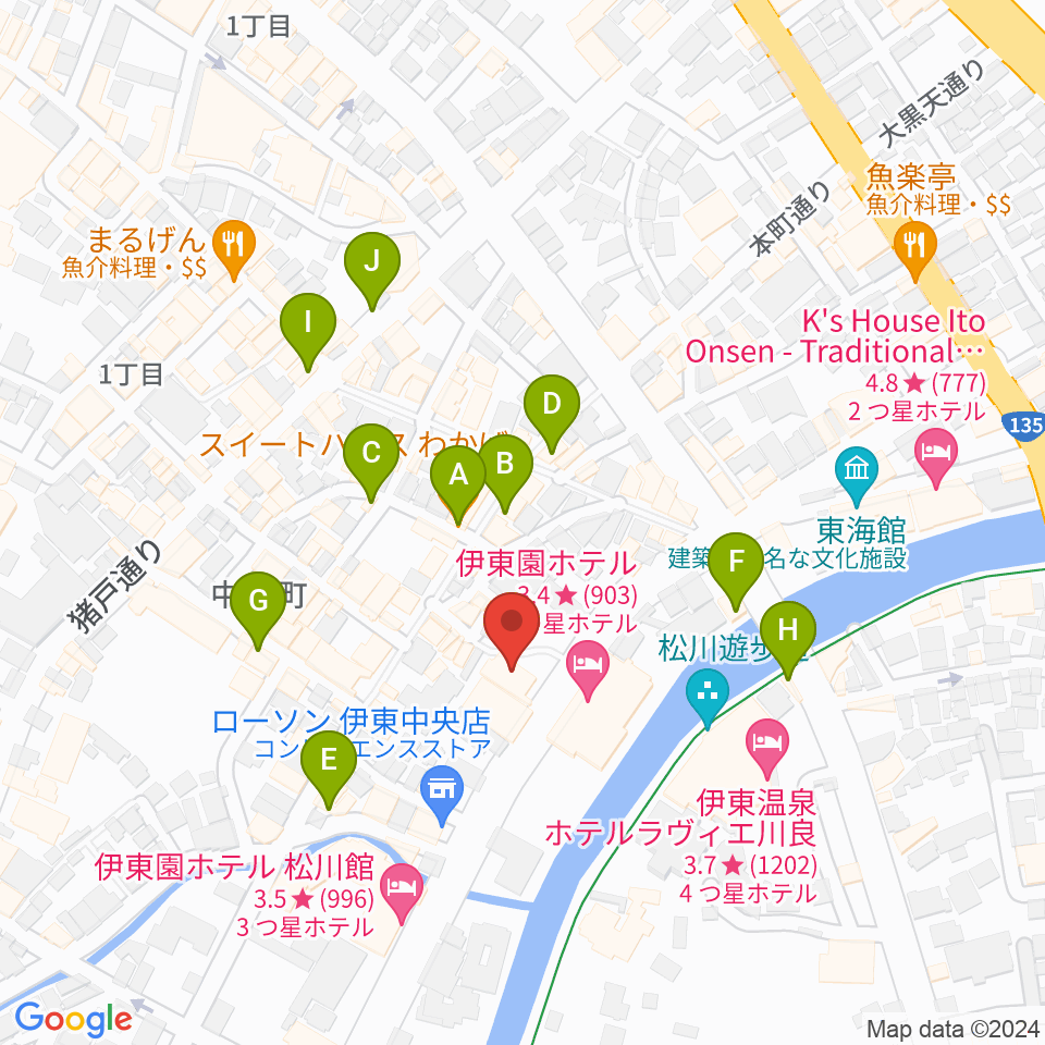 エフエム伊東なぎさステーション周辺のカフェ一覧地図