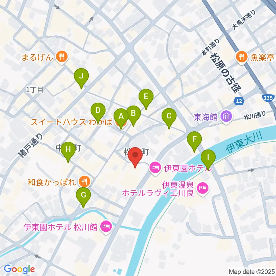 エフエム伊東なぎさステーション周辺のカフェ一覧地図