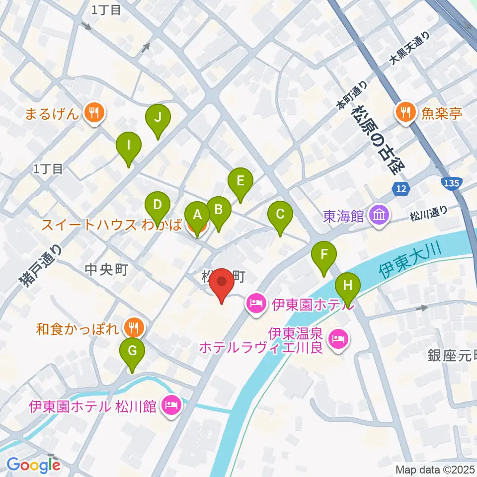 エフエム伊東なぎさステーション周辺のカフェ一覧地図